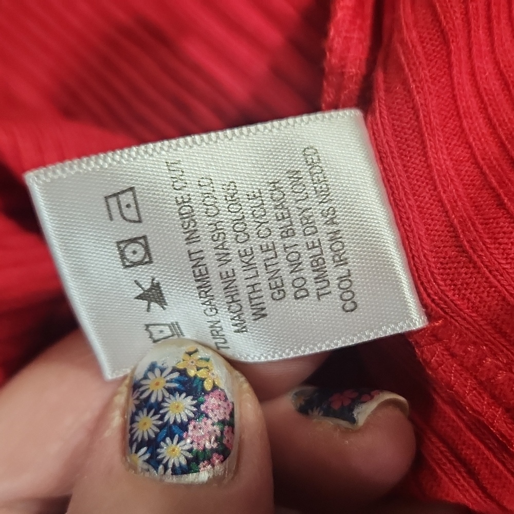 Small Ruffled Red Ribbed Sweater - image 6